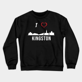 I love Kingston, Kingston expats, Jamaican, Jamaican culture, Jamaican language, Kurdish, Kingston city, Kingston skyline, straight otta, Rasta, Reggae, West Indies, Barbados, subculture, Caribbean Crewneck Sweatshirt